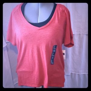 Gap Oversized Distressed Red Hi-lo T-Shirt